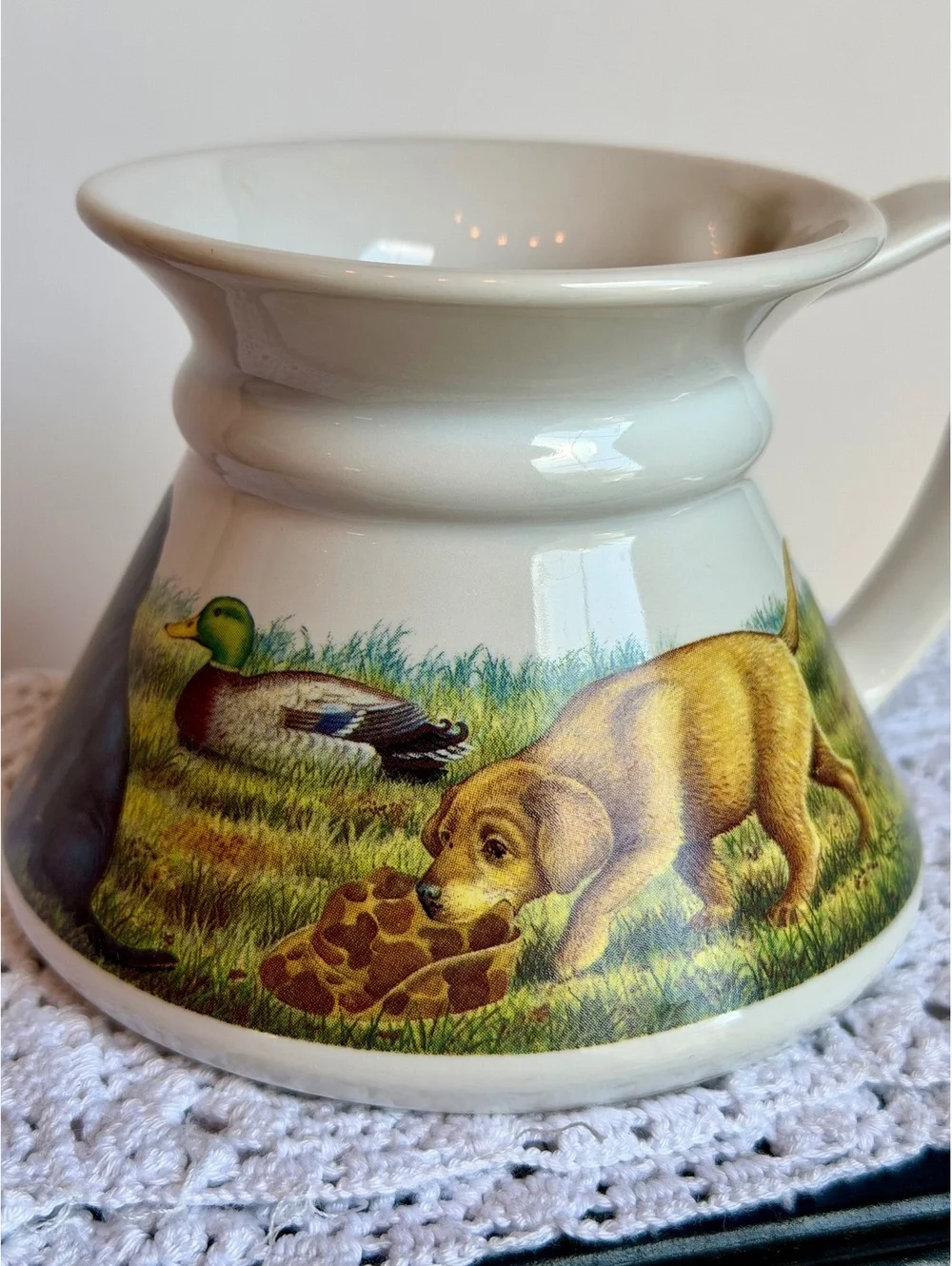 Vintage G.E. Peterson Hunting Dog Duck Ceramic Mug Retriever Sporting